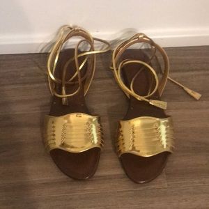 Veronica beard gold sandals